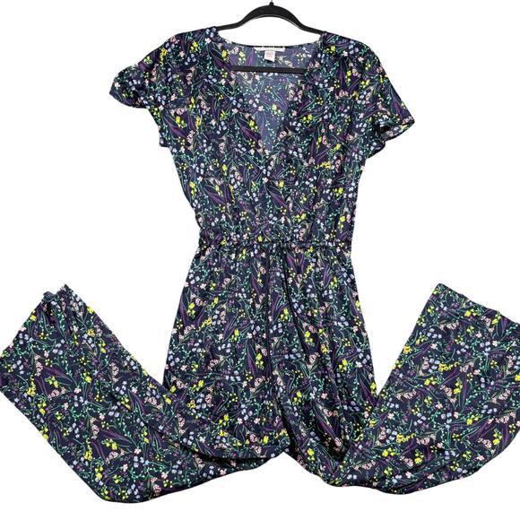 Victoria’s Secret Black Floral Wide-Leg Jumpsuit Size Small - Picture 2 of 6